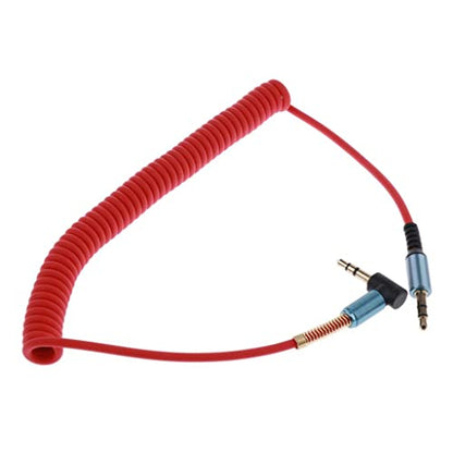 3.5mm Aux Cable Cord Coiled Headphone Cable 3.5mm Aux Extension Stereo Audio Cord Copper Right Angle Suitable for Portable Device Speaker, red