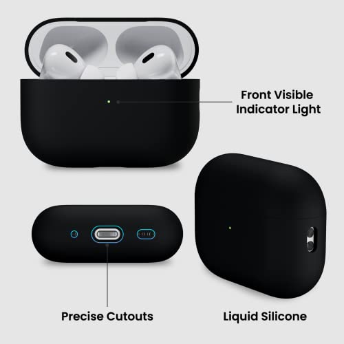 ORNARTO Compatible with AirPods Pro 2 Case 2022, Full Protective Hybrid Silicone for AirPods Pro 2nd Generation Case, Front LED Visible Skin Cover-Black | Hybrid Silicone Rubber, Front LED Visible, Wireless Charging, Skin-Friendly Soft Touch, Anti-Scratch