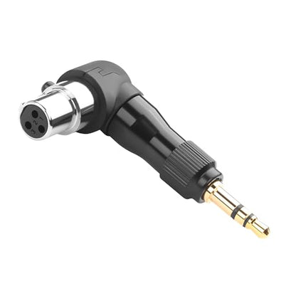 QIANRENON Adjustable 90° Angle Mini XLR to 1/8 Mic Connector Gold Plated 3Pin Mini XLR Female to Locking TRS 3.5mm Male Right Angle Adapter Mi-ni x-lr Direction changeable, for Sports Headphone Camera