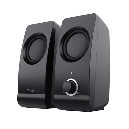 Trust Remo 2.0 PC Speakers, 16W (8W RMS), USB Powered, Jack 3.5mm, Stereo Speaker Set with Volume Control, Compact Sound System for Computer and Laptop - Black - style: Remo 16 W