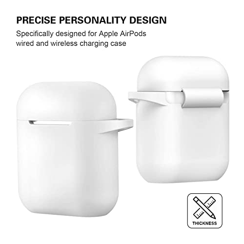 Compatible with AirPods Case Cover, Full Protective Silicone Skin Dust-Proof Designed for Apple AirPods 1st 2nd Generation with Keychain, Front LED Visible, White - color: C-White
