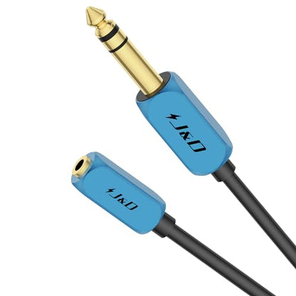 J&D 1/4 inch to 3.5 mm Headphone Adapter, 3.5 mm 1/8 inch TRS Female to 6.35 mm TRS Male Stereo Audio Extension Cable with Heavy Duty Aluminum Alloy Shell, 6 Feet - size: 6 Feet