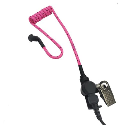 2-Way Radio Earpiece Nylon Acoustic Braided Tube Ear Coils Knitted Replacement for Left Right Surveillance Walkie Talkie Headset(Color) (Pink)