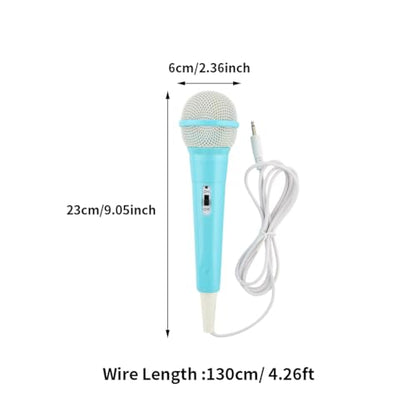 Wired Microphone, No Batteries Required, Plug & Play with 3.5mm Jack for Singing Machines, Portable Mic Gift for Girls/Boys Kids Singing Mechine(Color:Blue)