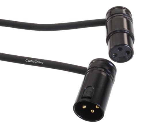 CablesOnline, 2-Pack 1ft. Low-Profile Slim Right-Angle 3-Pin XLR Male to Female Adjustable-Angle Microphone Cable, X3-0001-2