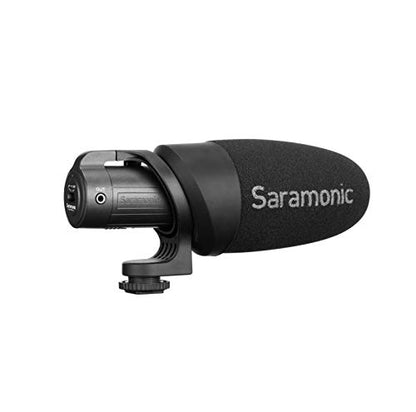 Saramonic CamMic+ | AA-Powered Shotgun Mic for DSLR, Mirrorless, Video Cams, Smartphones & Tablets | Shockmount, TRS Cable, The output cable of the, Video Cams, Windscreen for Protection from Weather and Dust, Mirrorless
