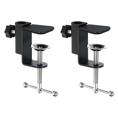 PATIKIL 0.47" Hole Dia. Desk Clamp, 2 Pcs Aluminum Alloy Bracket Universal Adjustable C-Clamp Mount Holder for Microphone Mic Arm Table Lamp Stand, Black - color: Black
