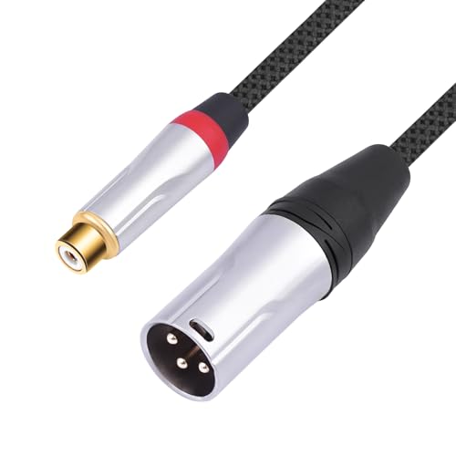 2Pack 1Ft RCA Female to 3Pin XLR Male Audio Cable;Balance XLR Male to RCA Female Unbalanced,Mixer, Power Amplifier, Audio Player Cable - color: RCA F To XLR M
