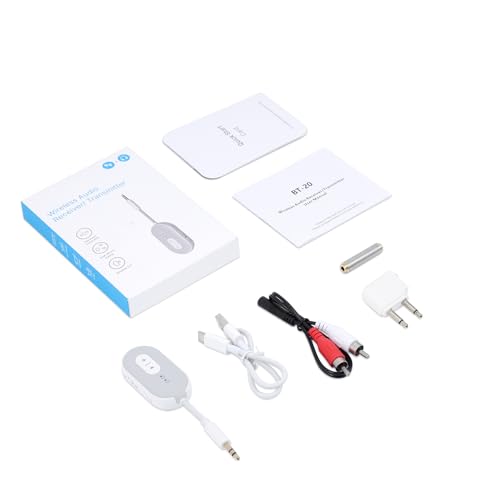 Bluetooth 5.3 Transmitter Receiver for Car, 2-in-1 Wireless Audio Adapter with 3.5mm AUX, Low Latency, Supports Dual Pairing for AirPods/Headphones, 18+ Hours Battery for Home Stereo, TV, Airplane
