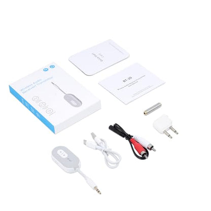 Bluetooth 5.3 Transmitter Receiver for Car, 2-in-1 Wireless Audio Adapter with 3.5mm AUX, Low Latency, Supports Dual Pairing for AirPods/Headphones, 18+ Hours Battery for Home Stereo, TV, Airplane