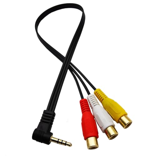 Right Angle 3.5mm Stereo Male Plug to 3 RCA Female (Red-Yellow-White) Connector Adapter Cable for AV,Audio, Video, LCD TV,HDTV, 0.5m