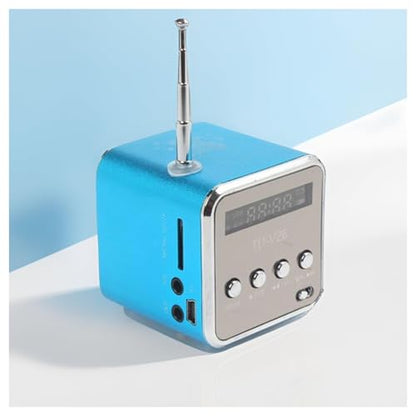 Mini Wireless Portable Bluetooth FM Radio Speaker MP3 Player, Blue - color: Blue