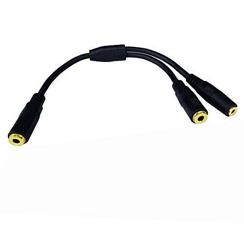 3.5mm 4Pole Female to 2.5mm Female & 3.5mm Female Y Splitter Audio Jack Adapter Cable (3.5 TRRS F/2.5 TRRS+3.5 TRRS F)
