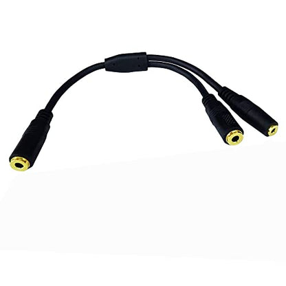 3.5mm 4Pole Female to 2.5mm Female & 3.5mm Female Y Splitter Audio Jack Adapter Cable (3.5 TRRS F/2.5 TRRS+3.5 TRRS F)