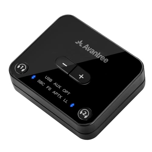 Avantree Audikast Plus – Bluetooth Audio Transmitter for TVs with Optical & AUX, Supports 2 Headphones, aptX-Adaptive Low Latency, Built-in Volume Control, 100ft Range - style: Audikast Plus