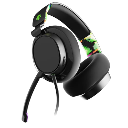 Skullcandy SLYR Multi-Platform Over-Ear Wired Gaming Headset, Works with Xbox PlayStation and PC - Green - color: Green Digi-Hype, style: SLYR