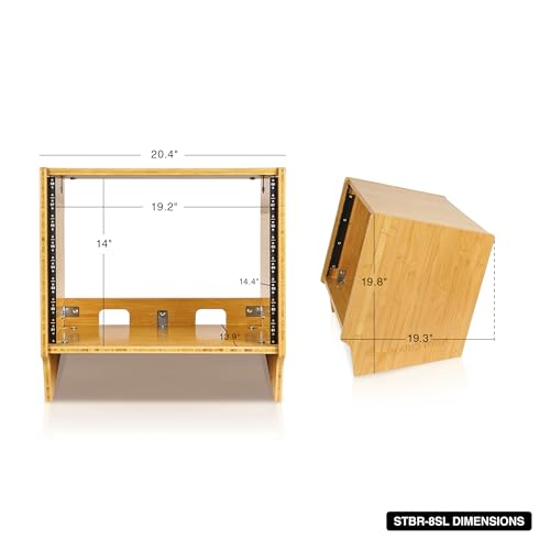 Sound Town DIY 8U Angled Desktop Turret Studio Rack, Solid Carbonized Bamboo, Assembly Required (STBR-8SL) - size: 8U, Angled