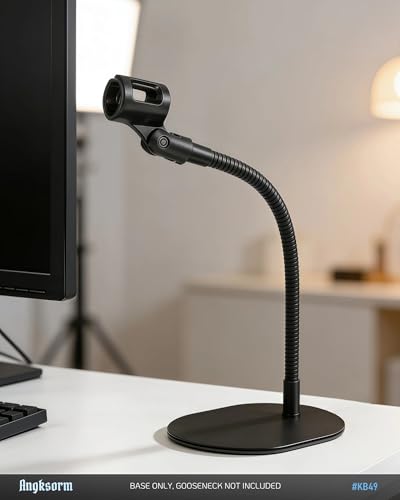 KB49 Low Profile Mic Stand Base, 5/8-27 Thread, 1/4-20 and 3/8-16 Adapters | Mic Stand Base, Desktop Microphone Stand Base, Flat Metal Base Plate, Gooseneck Mount - size: #KB49 - 1PCS