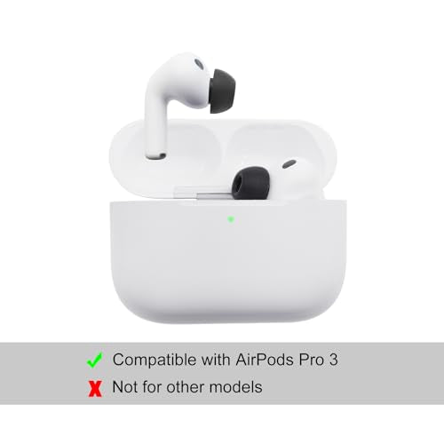 Klowcok Replacement Ear Tips for AirPods Pro 3(3rd Generation 2025), Medium | Memory Foam Earbuds Tips, Fit in The Charging Case, 3 Pairs, Black - size: Medium