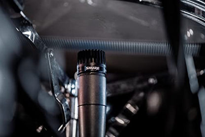 Shure SM57 Pro XLR Dynamic Instrument Microphone | Cardioid dynamic mic for studio and live instruments, drums, percussion and amp miking; recording-ready