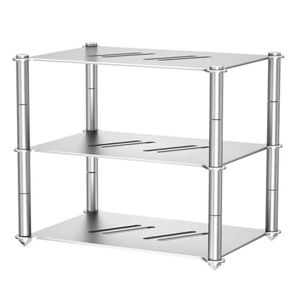 Aluminum Alloy Hi-Fi Audio Rack, Audio Component Rack, with Vented Holes, Stackable, for CD Player Game Console Preamp DAC Ventilated Modular Storage CNC Build Home Studio Setup(B) - color: B
