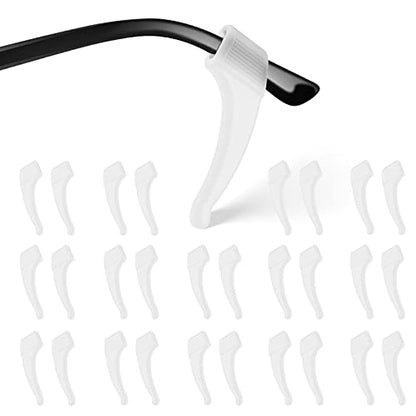 20 Pairs Anti-Slip Eyeglass Ear Grips Hook, Comfortable Silicone Elastic Eyeglasses Temple Tips Sleeve Retainer, Prevent Eyewear Sunglasses Spectacles Glasses Slipping (Clear) - color: Clear
