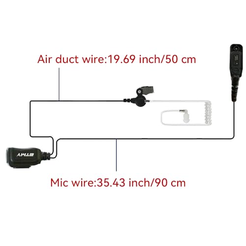 ETMY Covert Acoustic Tube Earpiece with Mini PTT Mic, Compatible with Motorola APX 6000/7000/8000, XPR 7550/7550e, P82/P86 Series Two-Way Radio (1)