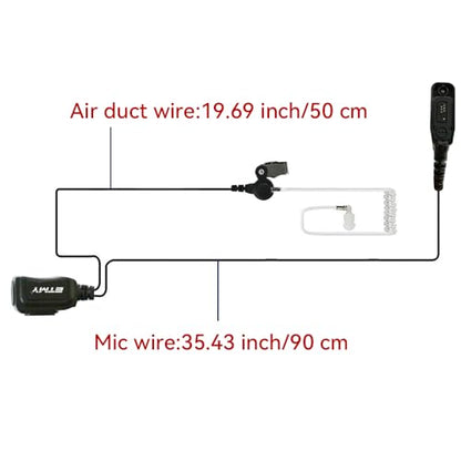ETMY Covert Acoustic Tube Earpiece with Mini PTT Mic, Compatible with Motorola APX 6000/7000/8000, XPR 7550/7550e, P82/P86 Series Two-Way Radio (1)