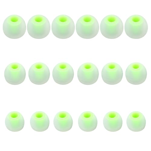 실리콘 이어버드 팁 - 대부분의 인이어 이어버드에 적합 (내부 구멍 3.8mm - 5.1mm) - 9쌍 S M L - color: 그린/투명