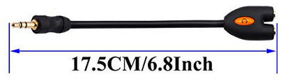 3.5mm Headphone Y Splitter Cable 3-Pole 3.5mm AUX Male to 2 Port 3.5mm Female Audio Stereo Y Splitter Cable for Headset Splitter Adapter, for Smartphone, Tablets, MP3, MP4(17.5CM) (3Pole) - color: 3Pole