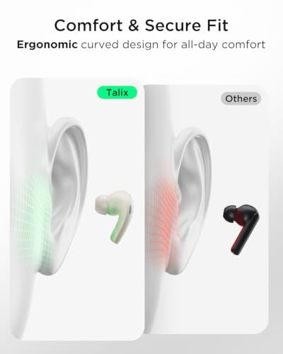 TALIX T30 Noise Cancelling Earbuds with Phone Stand, Punchy Bass, 4-Mic, True Wireless Bluetooth 6.0 in Ear Headphones, 28H Playtime, IPX4(Off-White) - color: Off-white
