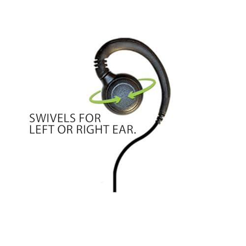 1 Wire Push to Talk Earpiece with 3.5mm Connector Compatible with Zello PTT App, PTT Button with in-Line Noise Reducing Mic, C-Ring Ear Loop for Left or Right Ear
