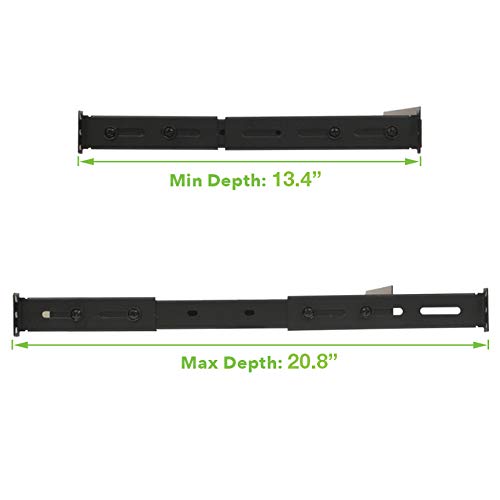 Vented 4-Post Shelf, Adjustable, Black, 350 mm Depth, 1U, 242 lbs, Cold Rolled Steel, CE Compliant - size: 14" Deep