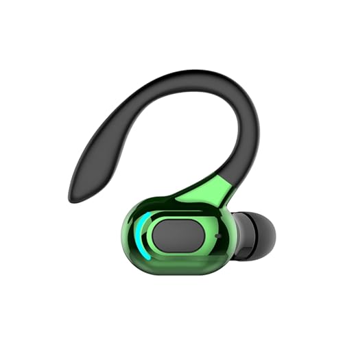 Wireless Earbuds with Earhooks Single Bluetooth Earpiece Sports Headphones Over the Ear Running Workout Wrap Around Earbuds 20H Long Battery Life Waterproof Noise Cancelling Headset for Android iOS - color: Green