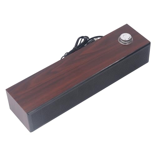 ANGGREK Desktop Computer Soundbar, Computer Speakers HiFi Stereo AUX in Wired Plug and Play Volume Control Wooden Low Noise for Laptop
