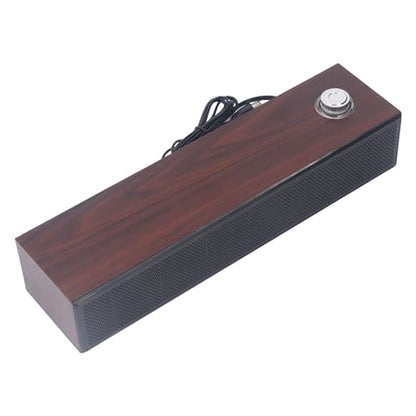 ANGGREK Desktop Computer Soundbar, Computer Speakers HiFi Stereo AUX in Wired Plug and Play Volume Control Wooden Low Noise for Laptop