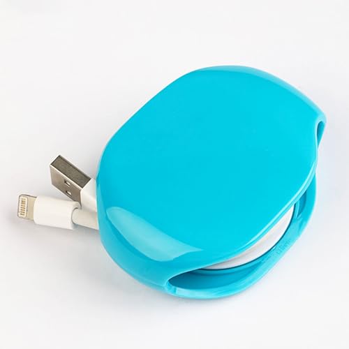 Automatic Retractable Cable for Charging Wires, Earphones | Metal Case | Travel & Home Use Cable Management Box - color: Yellow