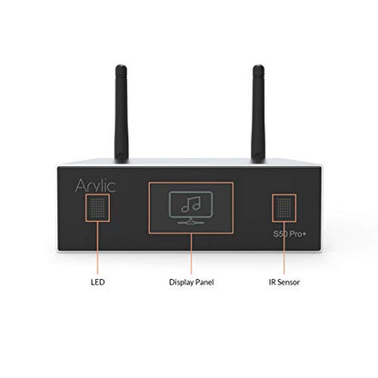 Arylic Up2stream S50 Pro+, Receiver Audio WiFi e Bluetooth,Preamplifier aptX HD con ESS Sabre Dac AKM ADC Multiroom/multizone, Ricevitore Stereo Wireless con AirPlay, Spotify, Internet Radio