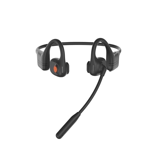 Open Ear Headphones with Mic - 29g Lightweight Open Ear Headset with DSP Noise Cancelling Boom Mic, 270° Rotatable Mic, Dual Device Connection, 10H Battery for Work, Office, Driving
