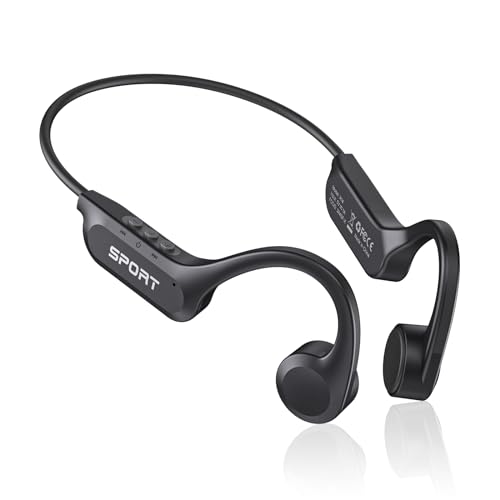 CXK Bone Conduction Headphones, Open Ear Headphones Bluetooth 6.0 with Mic | Balanced Audio, 10H Playtime, IPX6 Waterproof, Secure Fit Bone Conduction Earbuds for Workouts - color: Black