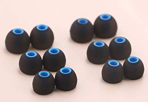 12PCS Small Size Replacement Ear Tips Earbuds Eartips Eargels Ear Cap for Powerbeats Pro, BeatsX, Senso, TOZO, Sony & Other Inner Hole 3.8mm Earbud in-Ear Headphones,Black-Blue,S