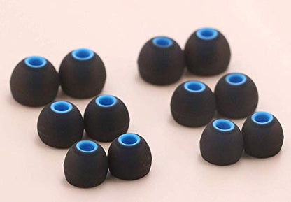 12PCS Small Size Replacement Ear Tips Earbuds Eartips Eargels Ear Cap for Powerbeats Pro, BeatsX, Senso, TOZO, Sony & Other Inner Hole 3.8mm Earbud in-Ear Headphones,Black-Blue,S