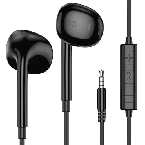 MOSWAG Wired Earbuds, 3.5mm Jack in-Ear Headphones with Microphone Volume Control Clear Calls Suitable for iPhone, iPad, Samsung, Computer, Laptop, School Students, Black - color: Black, size: 1 pack
