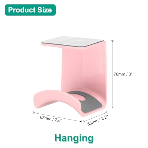 uxcell Headphone Stand, 2 Pcs ABS Headset Holder Adhesive Headphone Holder Hook Mount Headphone Hanger Hook Under Desk for Gaming Headphones Earphones Cables, Pink(Hanging) - color: Pink