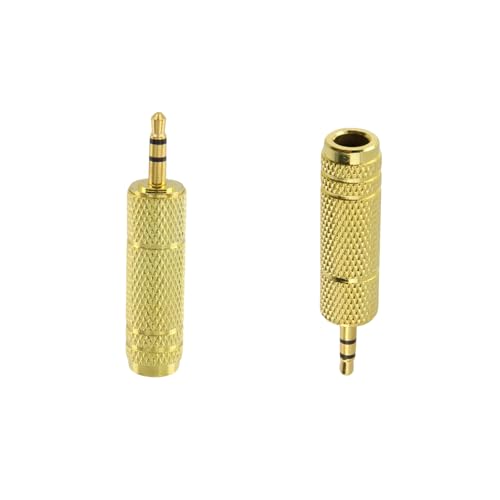 Headphone Adapter 3.5 mm (1/8 inch) Male to 6.35 mm (1/4 Inch) Female Headphone Jack Plug, for Player, Headphone, Guitar Amplifier (6 Pack, Gold) - style: 3.5 mm (1/8 inch) Male to 6.35 mm (1/4 Inch) Female