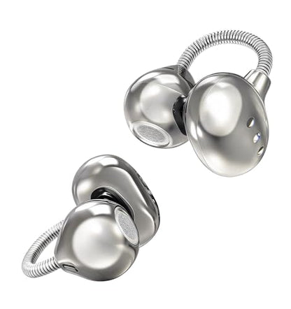 King Lucky Open-Ear Clip-On Earbuds for Running, Bluetooth 6.0 Wireless Headphones with Memory Spring, Secure Fit for Small Ears & Glasses Wearers, 45H Playtime, ENC Mic, IPX5 Waterproof (White) - color: White