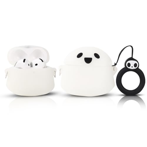 (2Pack+Cleaner Pen) XMBYGY Case for Apple AirPods 4th Generation Earbuds with Cleaning Pen Kit, Silicone Cute Charging Case Shockproof Protective Cover and Carabiner for AirPods 4 (GTBK+WT) - color: GTBK+WT