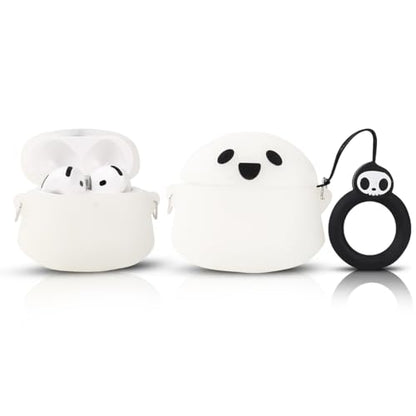 (2Pack+Cleaner Pen) XMBYGY Case for Apple AirPods 4th Generation Earbuds with Cleaning Pen Kit, Silicone Cute Charging Case Shockproof Protective Cover and Carabiner for AirPods 4 (GTBK+WT) - color: GTBK+WT