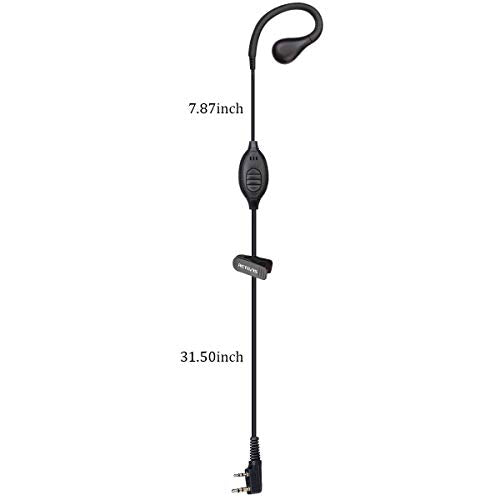 Retevis RT22 Walkie Talkie Earpiece, for RT68/RT21/H777/RT27/RT68H | 2 Pin, Compatible with Pxton, Baofeng BF-888S/BF-T26, Kenwood Two Way Radio, Walkie Talkie Earpiece with Mic(1 Pack) - size: Standard size