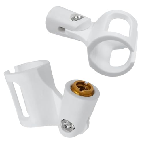 4 Pcs Microphone Clips, Knob Adjustable 180 Degrees Mic Clip Holder - style: White, Square Microphone Clip